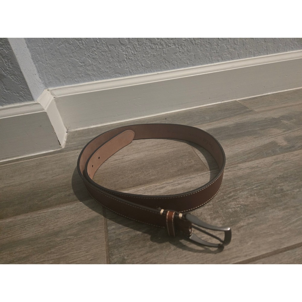 Flag Ltd Mens Genuine Leather Dress Belt Size 36 Brown Silver Buckle from Brazil